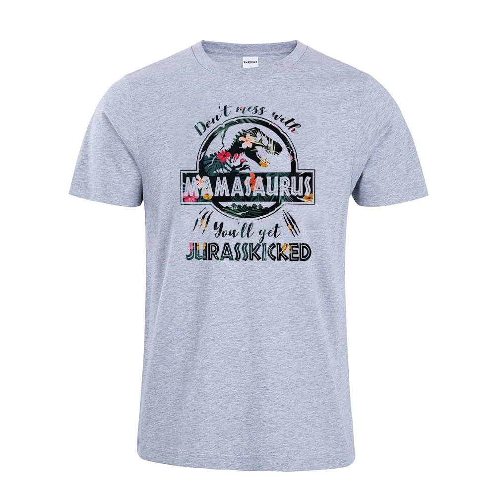 Модная футболка с надписью «Don't mamaaurus You'll Get jurasskiked» футболка с динозавром на день рождения хлопковые футболки