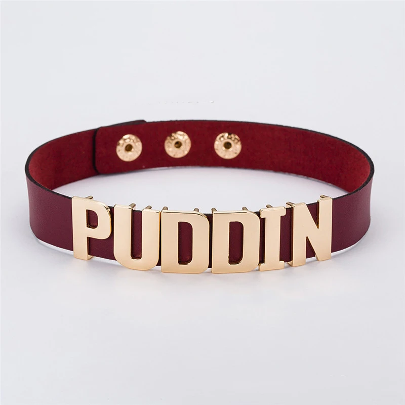 Movie Suicide Squad Harley Quinn Necklace Cosplay Black burgundy purple white Necklet for women men Button/Buckle Accessory - Цвет: burgundy1