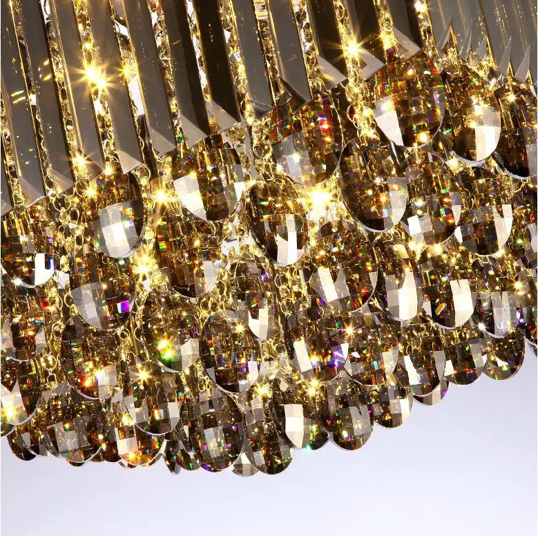 Led площади 70 см длина высокого качества серый дым кристалл подвесной светильник