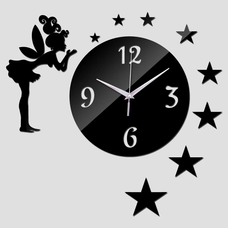 Модные Акриловые кварцевые настенные часы reloj de pared Новинка большой ангел зеркало