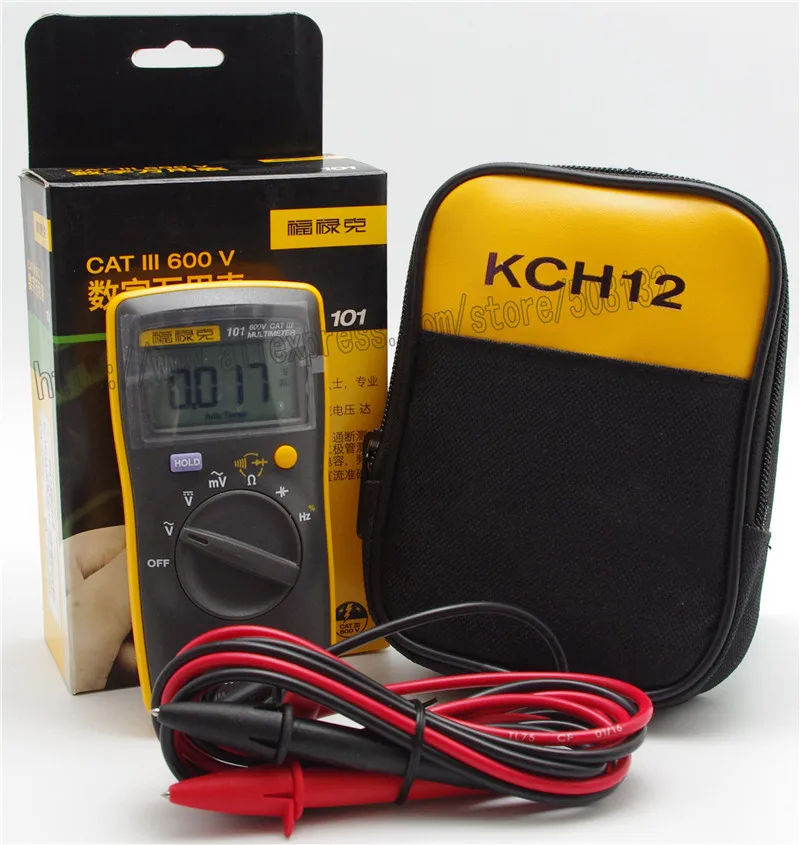 FLUKE 101 с мягкий чехол KCH12 Портативный Ручной цифровой мультиметр DMM метр|fluke 101|digital