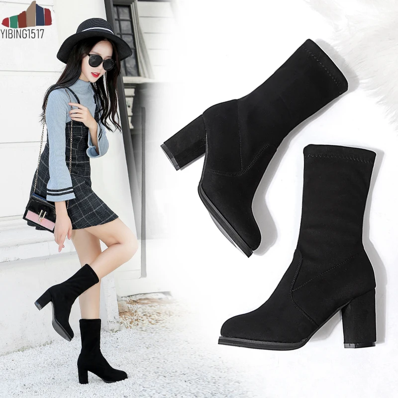 Модные женские зимние ботинки черного цвета утолщенные zapatos de mujer на плоской