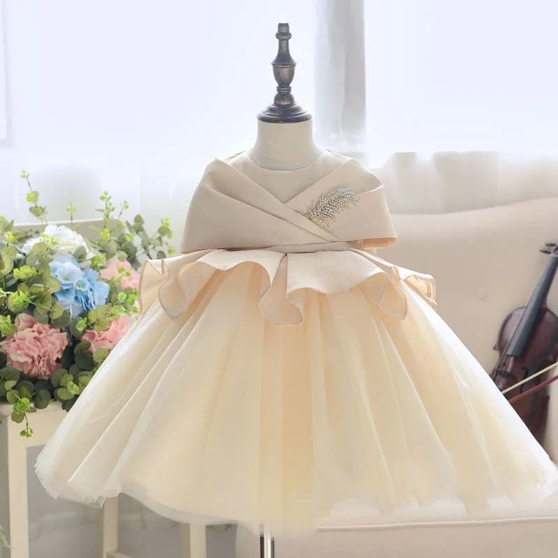 

1-10 Years Flower Girl Dresses for Wedding Big Bowknot Princess Evening Gowns Ball Gown Kids Pageant Dress for Birthday Costume