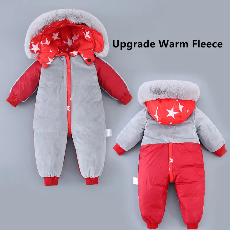 Children Winter Romper Baby Boys Jumpsuits Clothing Down Warm Jacket Girls Siamese Snowsuit -30 Degree 0-4 Years | Мать и ребенок