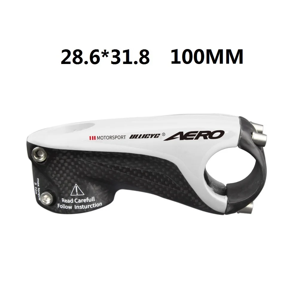 White 100mm ULLICYC MTB полный углеродного волокна горный велосипед дорожный велосипед Руль Передняя вилка 28,6/31,8 мм руль 80 мм/90 мм/100 мм - Цвет: White 100mm