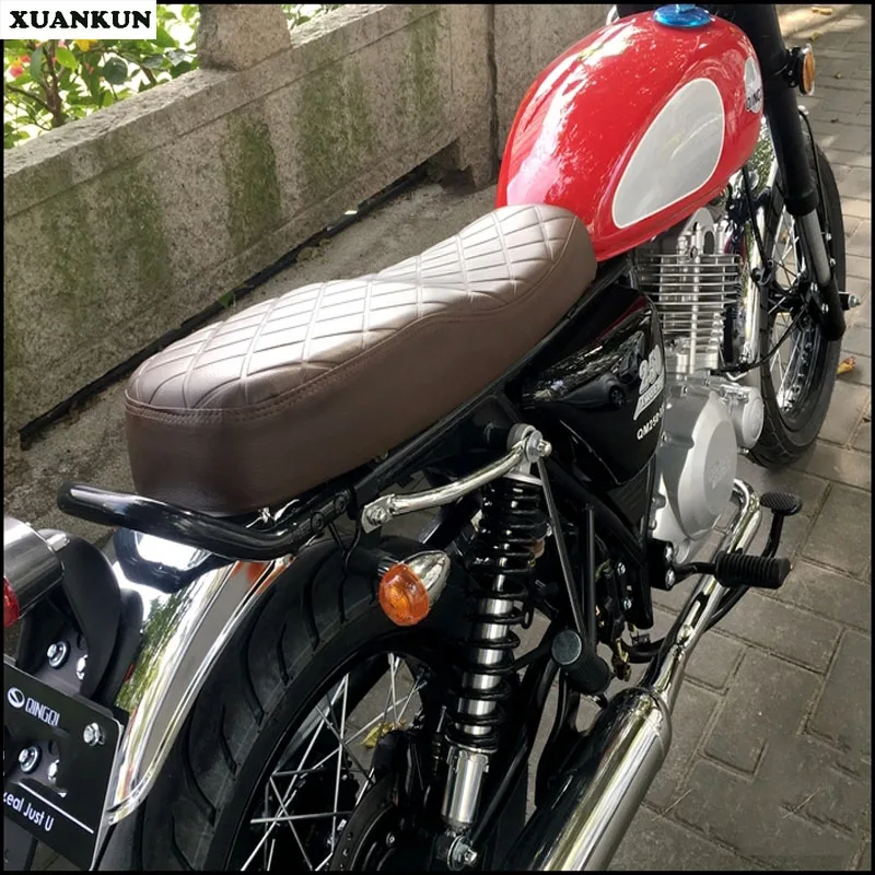 XUANKUN Cafe Racer Удобная подушка для сиденья мотоцикла в клетку форме ромба стиле ретро