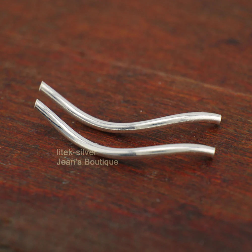 2 шт. S92 цельный браслет из стерлингового серебра SIL Twist Curve Tube Spacer Beads Jewelry A2490 |
