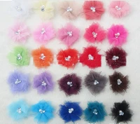 2013 Mini Tulle Mesh Flowers With Rhinestone Pearl Center Poof FlowersAccessories 360pcs