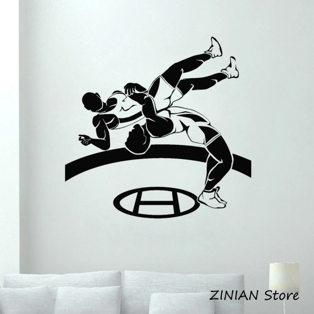 

Wrestlers Sports Vinyl Wall Stickers Home Decor Living Room Bedroom Removable Wrestling Combat Sport Wall Decals Boys Room Z085