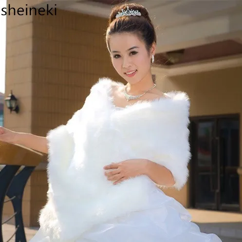 Женское свадебное болеро из искусственного меха белое красное зимнее 2019|wedding
