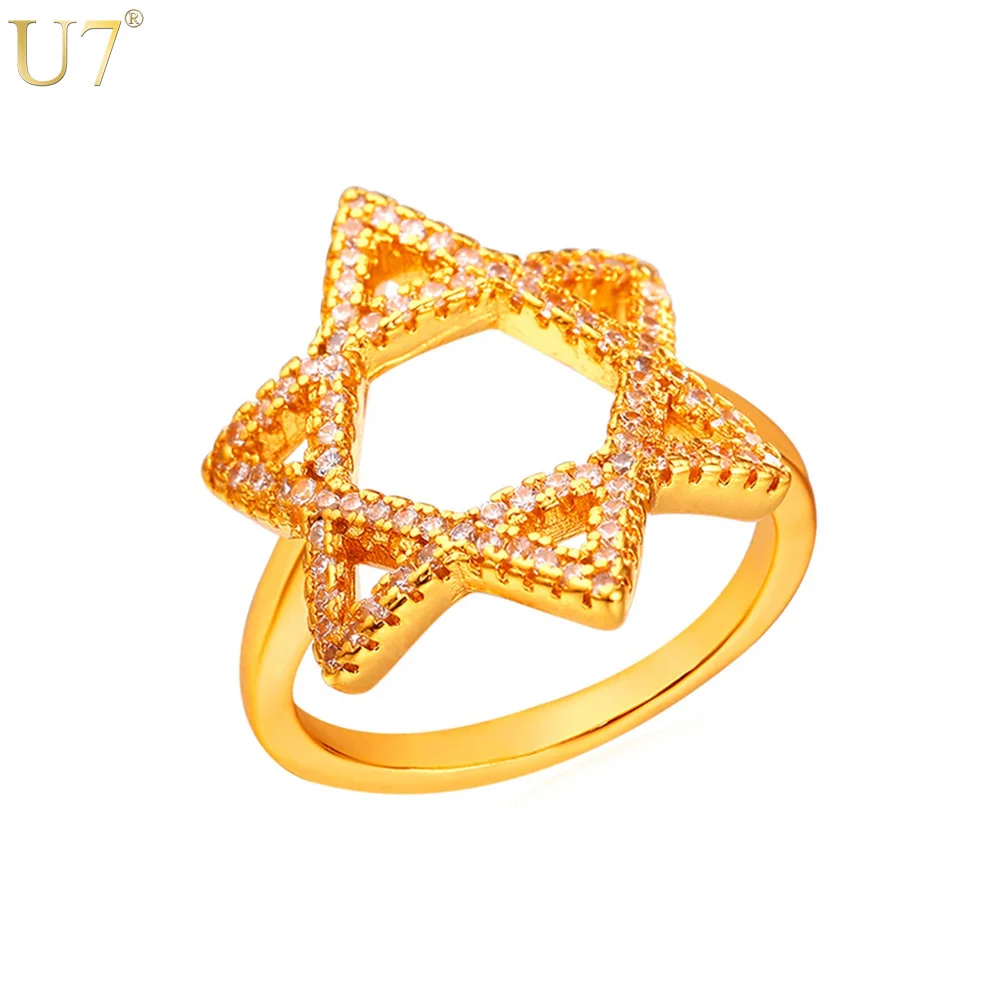 U7 Звезда Давида Кольца Для Женщин Израиль Ювелирные Изделия С Циркониями Оптом