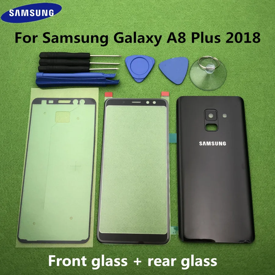 A8+ передняя стеклянная линза для samsung Galaxy A8 Plus A730 SM-A730F задняя крышка батарейного отсека+ Инструменты