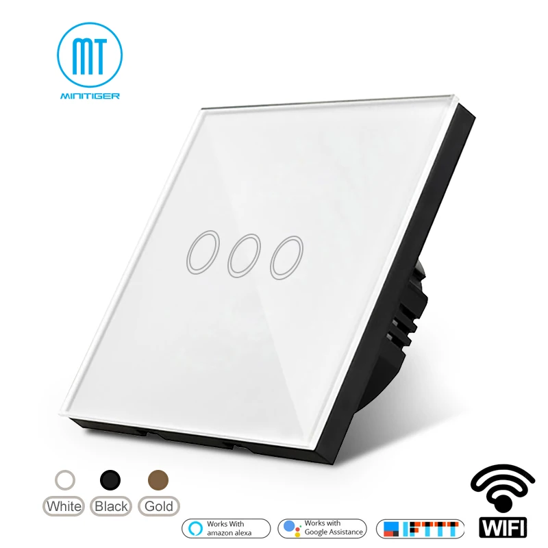 Minitiger WIFI переключатель 110 В 220 светодиодная настенная лампа сенсорный экран