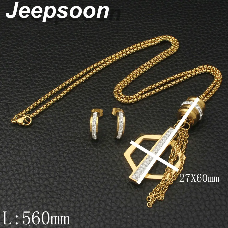 Новые модные ювелирные изделия из нержавеющей стали золотой цвет кулон и серьги