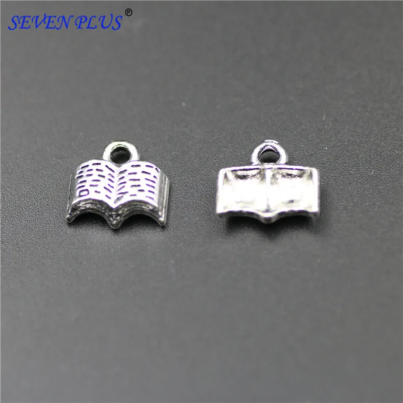 

High Quality 30 Pieces/Lot 11mm*12mm Antique Silver Plated Alloy Diy Metal Charms Small Book Charms For Jewelry Making