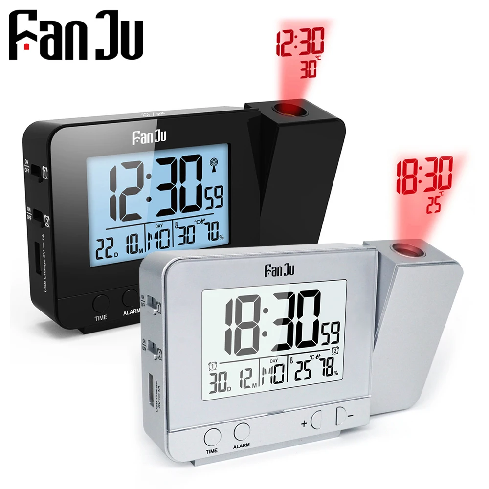 Цифровой проекционный будильник функция повтора даты подсветка вращающийся