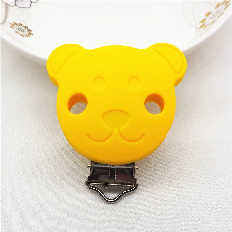 Yellow Chengkai 10 шт. силиконовый медведь зажимы для прорезывателей DIY Детские пустышки Прорезыватель Соска chupetero цепь ремесло медсестры ювелирные изделия игрушка зажим - Цвет: Yellow