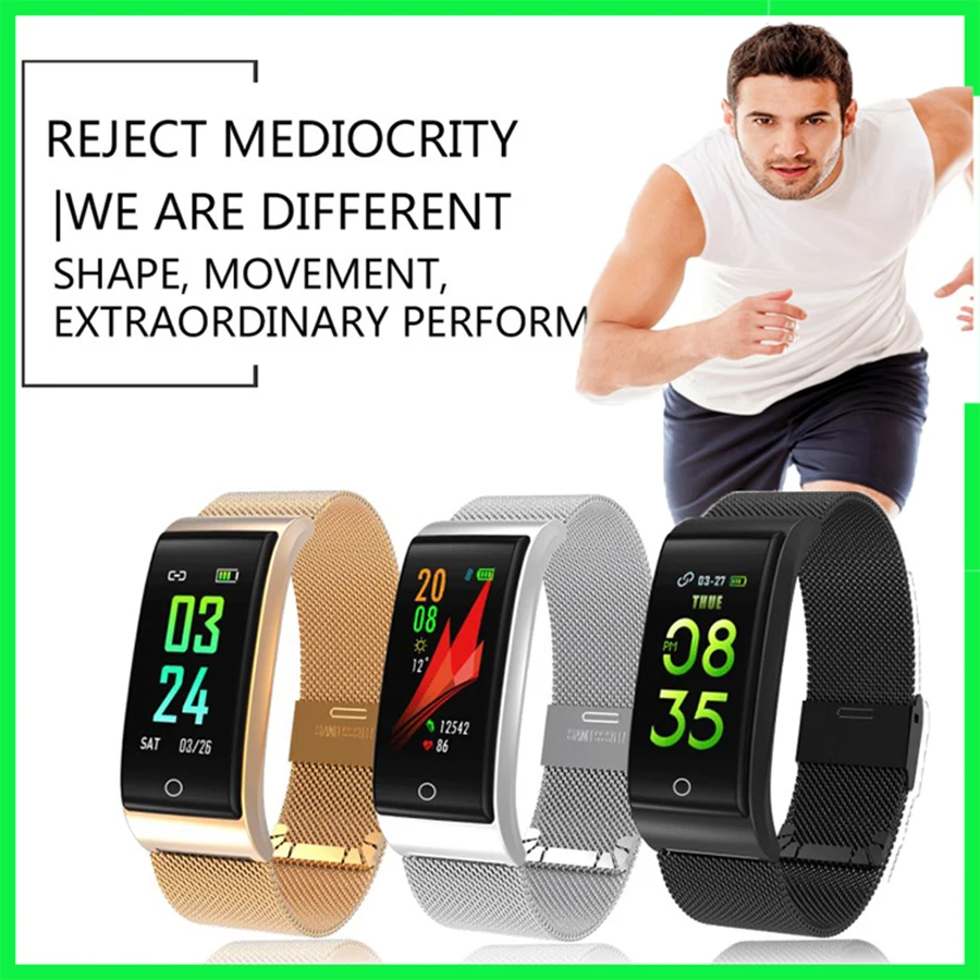 Монитор F4 металла smart watch Напульсники руке часы Для мужчин женщин сердечного