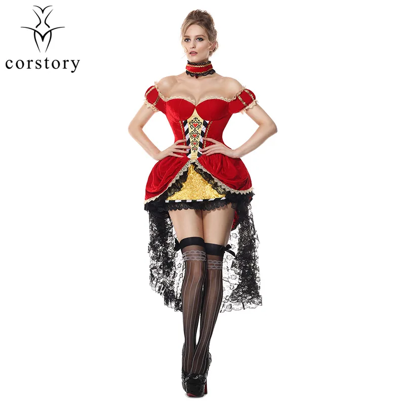 Красное платье-корсет Corstory Deluxe маскарадный костюм на Хэллоуин классический