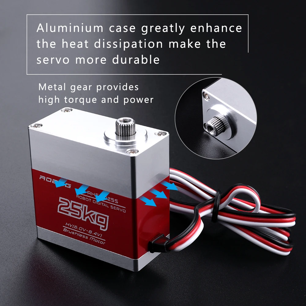 25 кг RHS8025S цифровой Водонепроницаемый сервопривод с высоким крутящим моментом