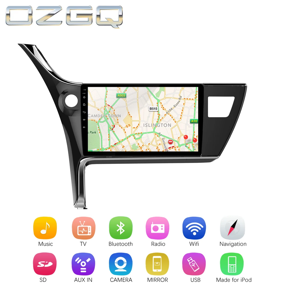 OZGQ Android 7 1 Автомобильный плеер для Toyota Corolla 2017 GPS авто навигация с BT Радио ТВ Аудио