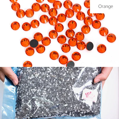 orange SS6-SS20 4 Sizes Large Quantity DMC Hot Fix Rhinestones Wholesale Colorful Flatback Round Hotfix Strass for Garments Dress B1124 - Цвет: orange