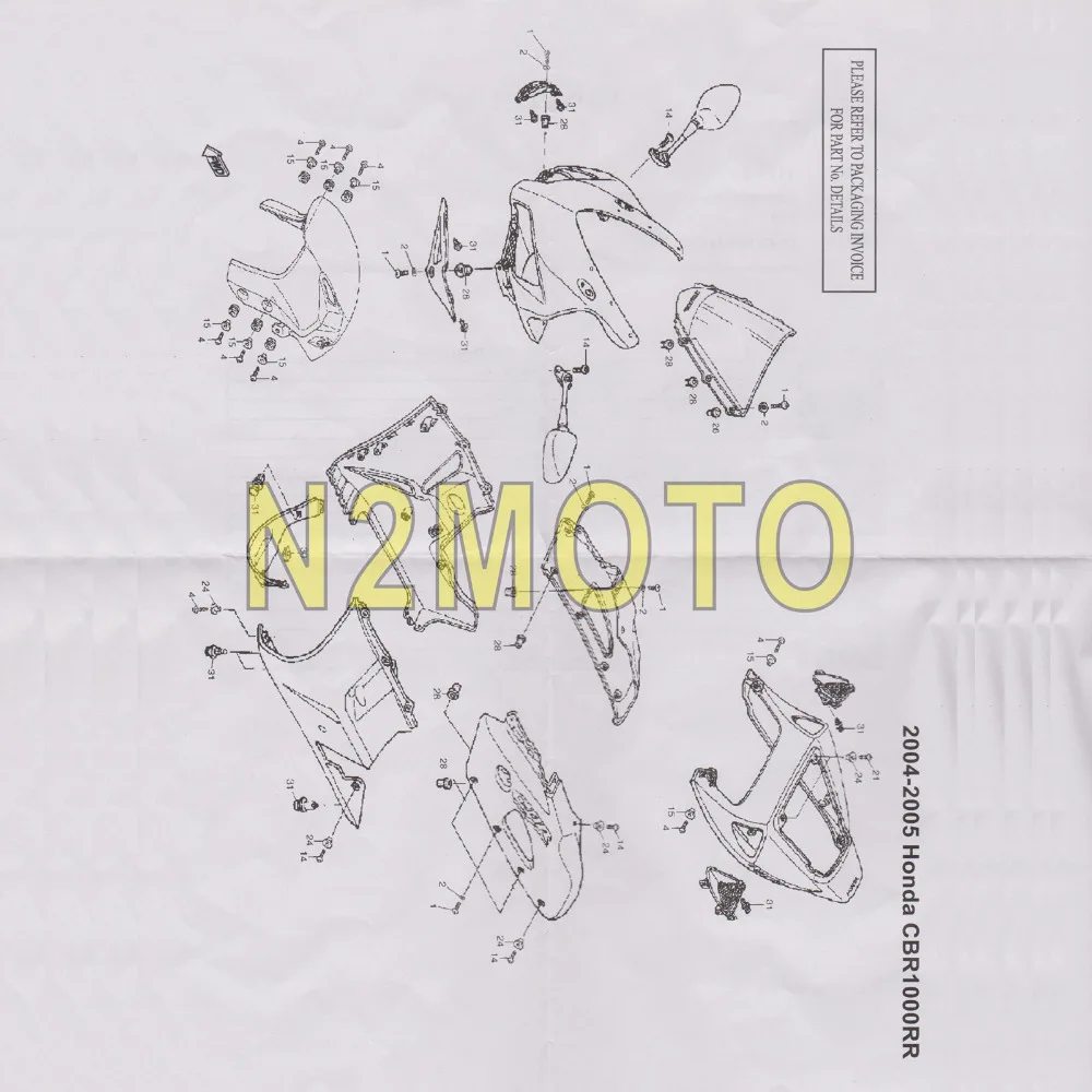 Полный комплект обтекателей для мотоцикла черного цвета из 124 болтов HONDA CBR1000RR CBR