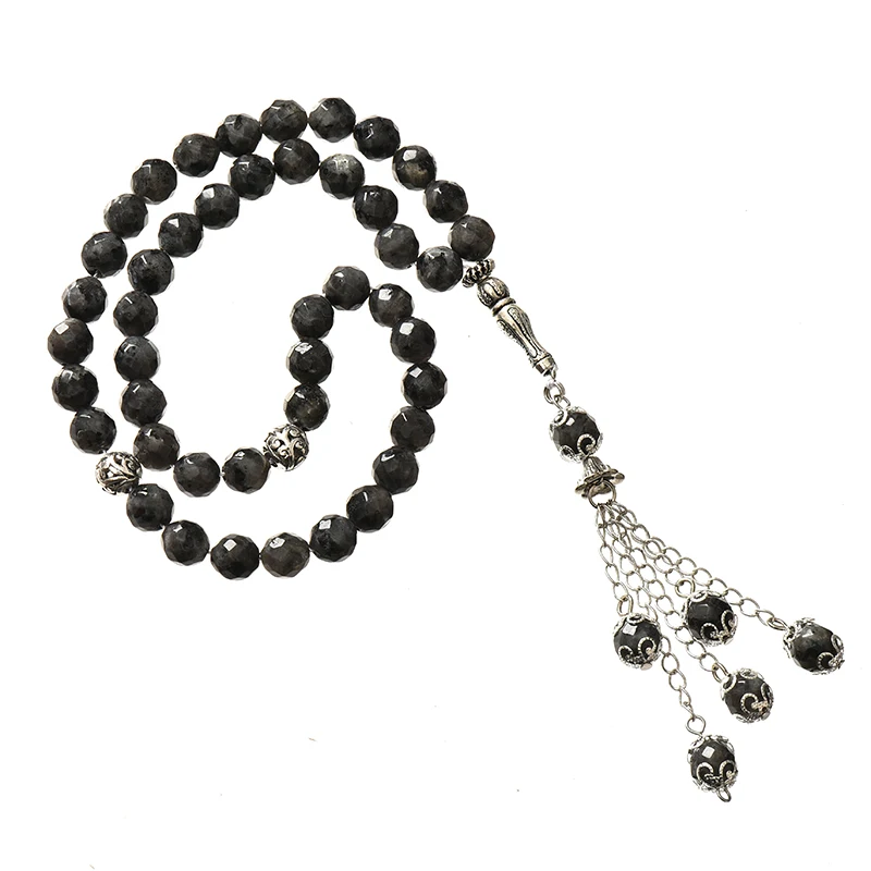 Натуральный черный сверкающий камень 8 мм изготовление классических четки