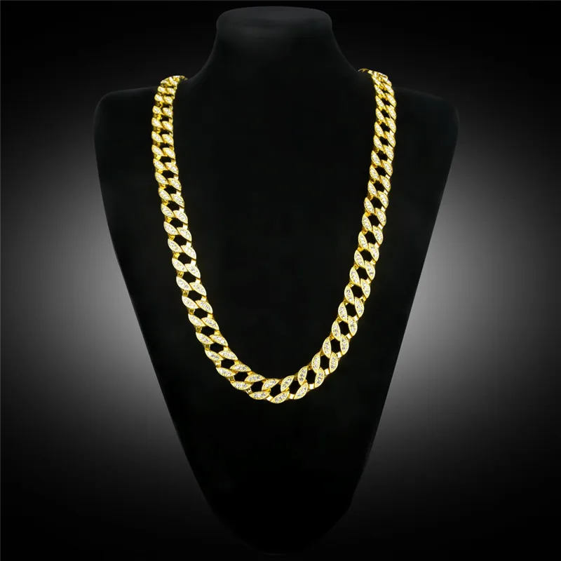 

Full Rhinestone Iced Out Men Hip hop Bling Cuban Necklace Paved Rhinestones Chain Necklaces For Men Jewelry CZ Link Chain