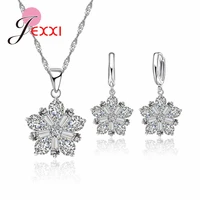 fashion jewelry set white 925 sterling silver chain palnt pendant necklaces hoop earrings jewelry sets women wholesale