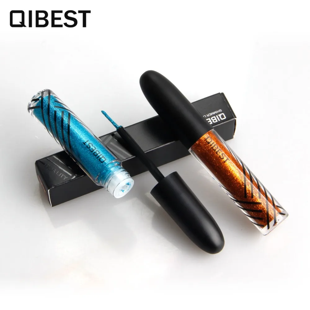 Qibest Сексуальная жидкая блестящая подводка для глаз Maquiagem металлическая
