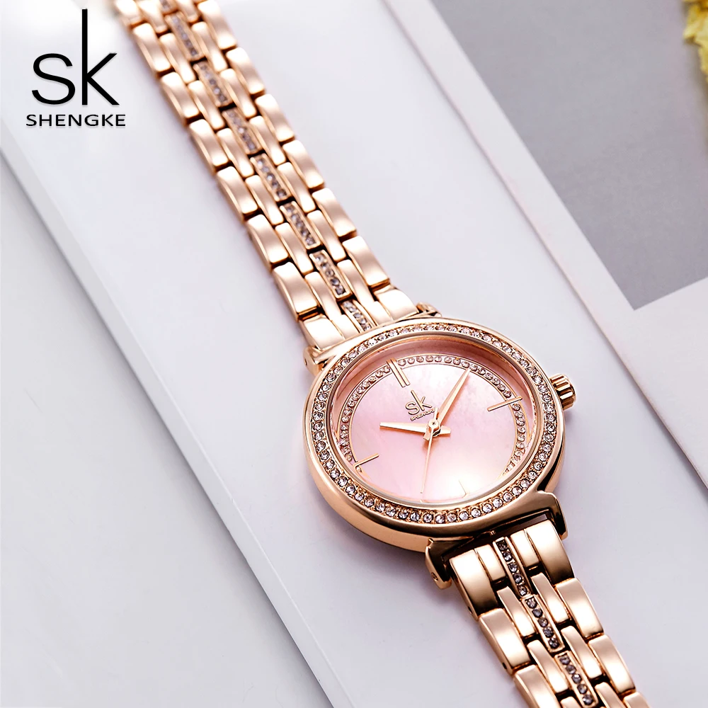 SHENGKE 2019 новые женские часы лучший бренд роскошные из розового золота Женские