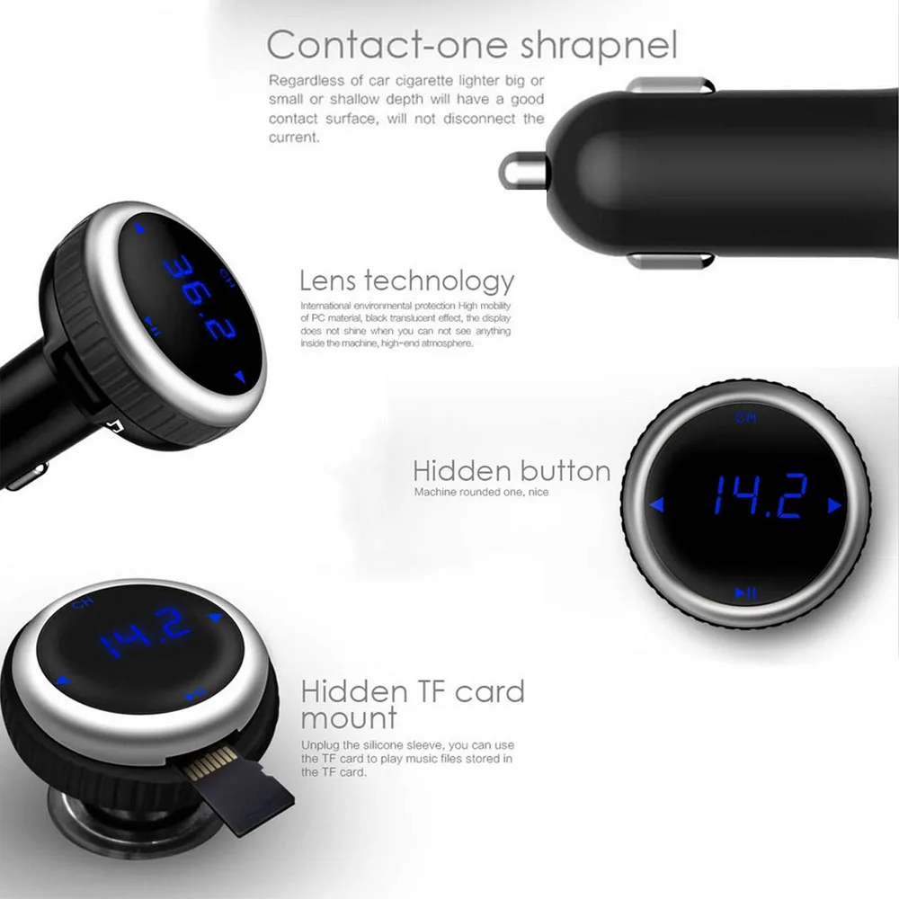 FM-трансмиттер YASOKRO Bluetooth-модулятор автомобильный комплект громкой связи