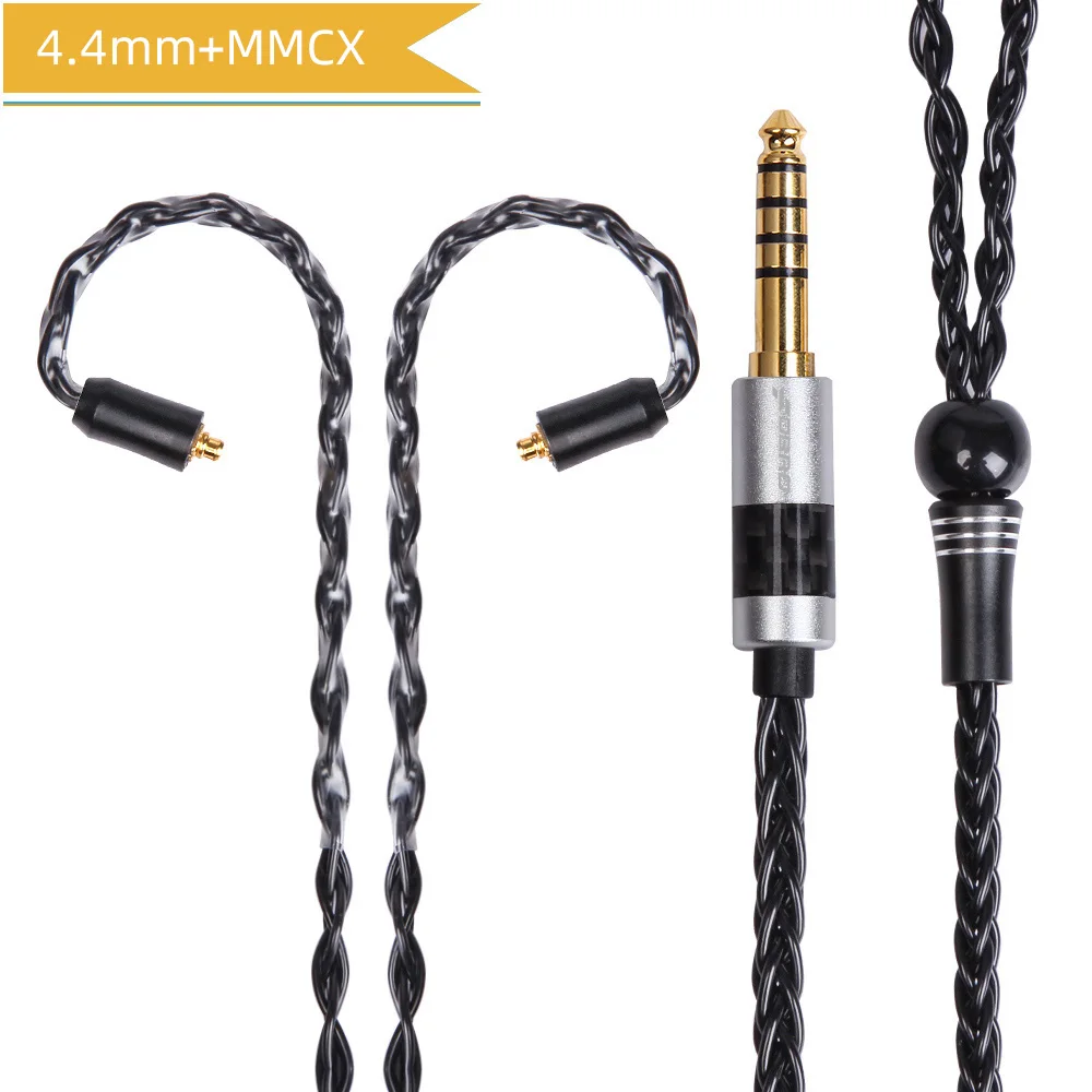 black 4.4mm MMCX FDBRO MMCX 2Pin A2DC IE80 IM 8core с серебряным покрытием кабель наушников 2,5/3,5/4,4 мм наушники с уравновешенным якорем кабель для SE846 SE535 H2 - Цвет: black 4.4mm MMCX