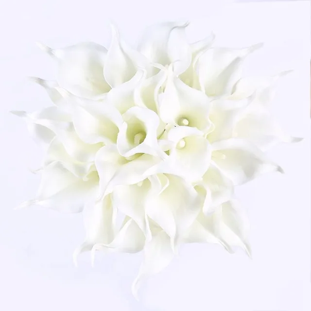 White 31 шт. / Компл. PU Real Touch Калла Лили Цветы Букет Искусственные Весенние Декоративные для Свадьбы Главная Украшение Стола Поддельный Цветок - Цвет: White