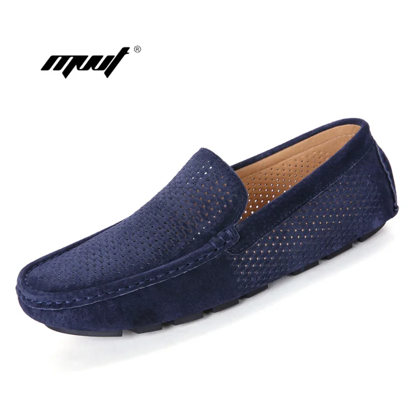 Мужские лоферы с сеткой Летние повседневные Мокасины из натуральной замши без