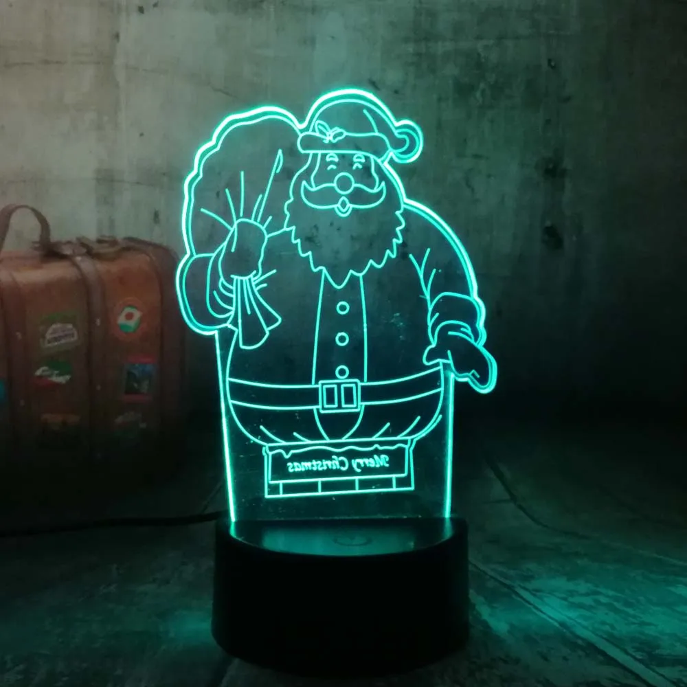 Santa Claus Amroe светодиодный светильник Санта Клаус Акриловые 3D RGB ночные светильники USB настольная лампа с сенсорным управлением Настольная лампа для дома Рождественский подарок для детей - Испускаемый цвет: Santa Claus