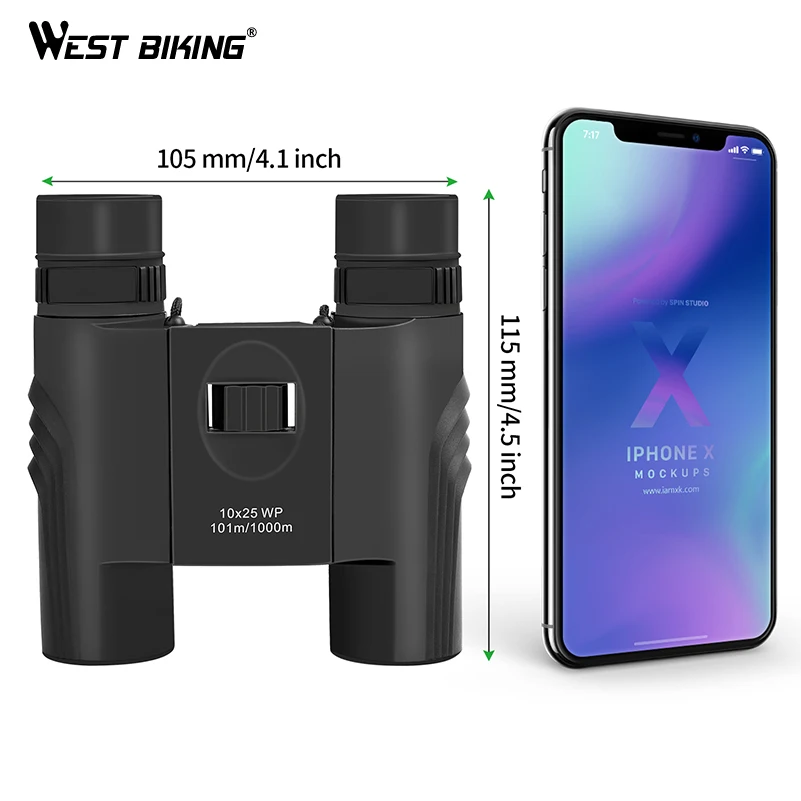 WEST BIKING бинокли 10*25 BAK4 Prism FMC зеленая пленка портативный телескоп полностью