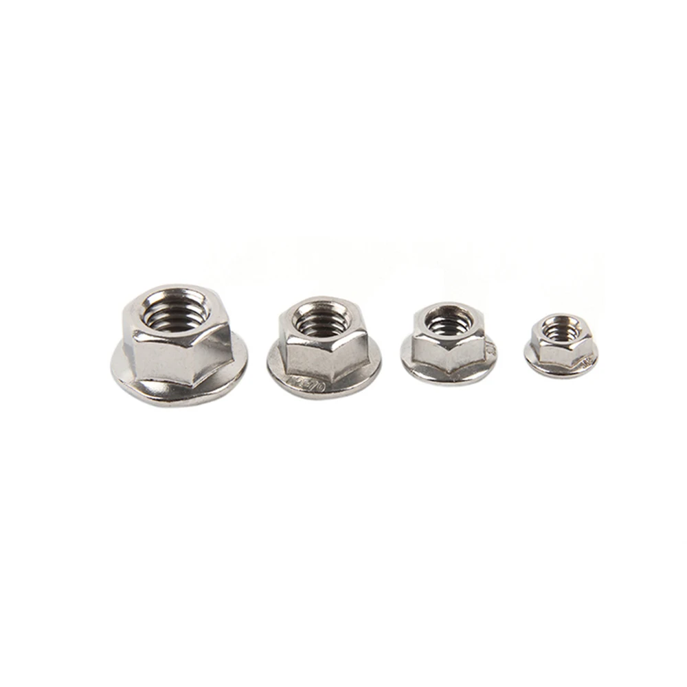10 шт./лот Метрическая резьба DIN6923 M6/M8/M10/M12 304 шестигранные фланцевые гайки из