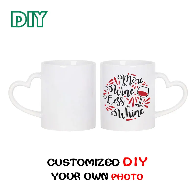 DIY фото печать персонализированные керамические сердце ручка кофейная кружка с
