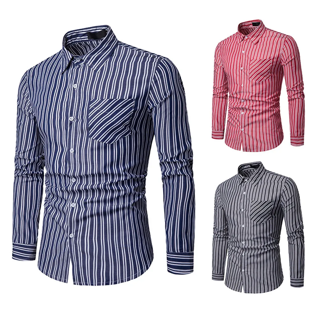 Новое поступление, мужские рубашки, мужские рубашки с длинным рукавом, рисунок в полоску, на пуговицах, большие размеры, повседневные топы, блузки, рубашки camisa masculina#3