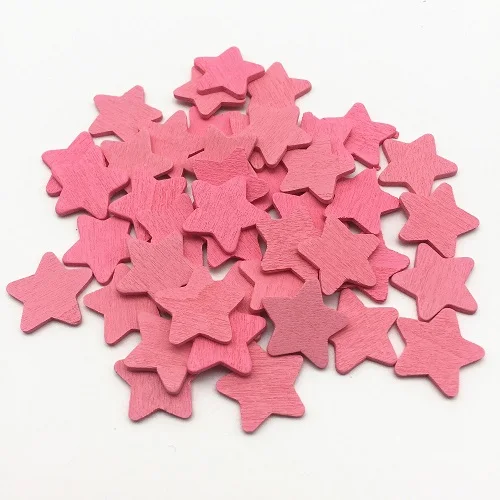 Pink 100 шт 18 мм деревянные звезды украшения для свадьбы украшения для рождественской вечеринки стол Конфетти ремесла scatter - Цвет: Pink