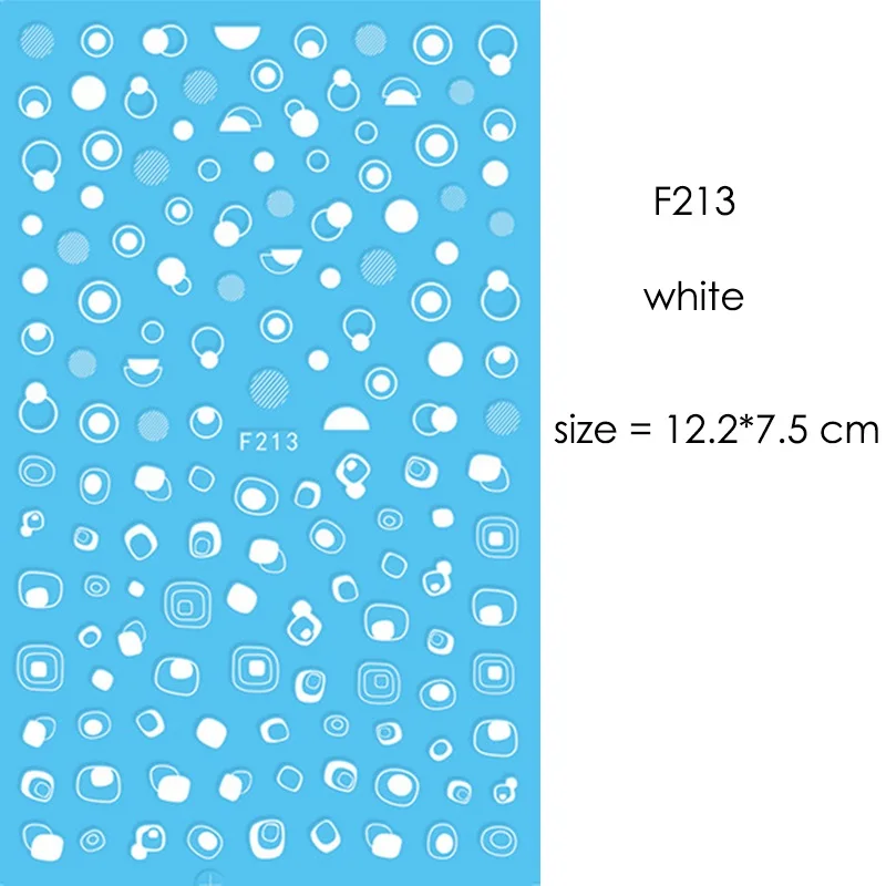 F213 White F212-F218 наклейки для ногтей серии s F 12*7,5 см белый черный золотой серебряный узор самоклеющиеся наклейки для украшения ногтей - Цвет: F213 White