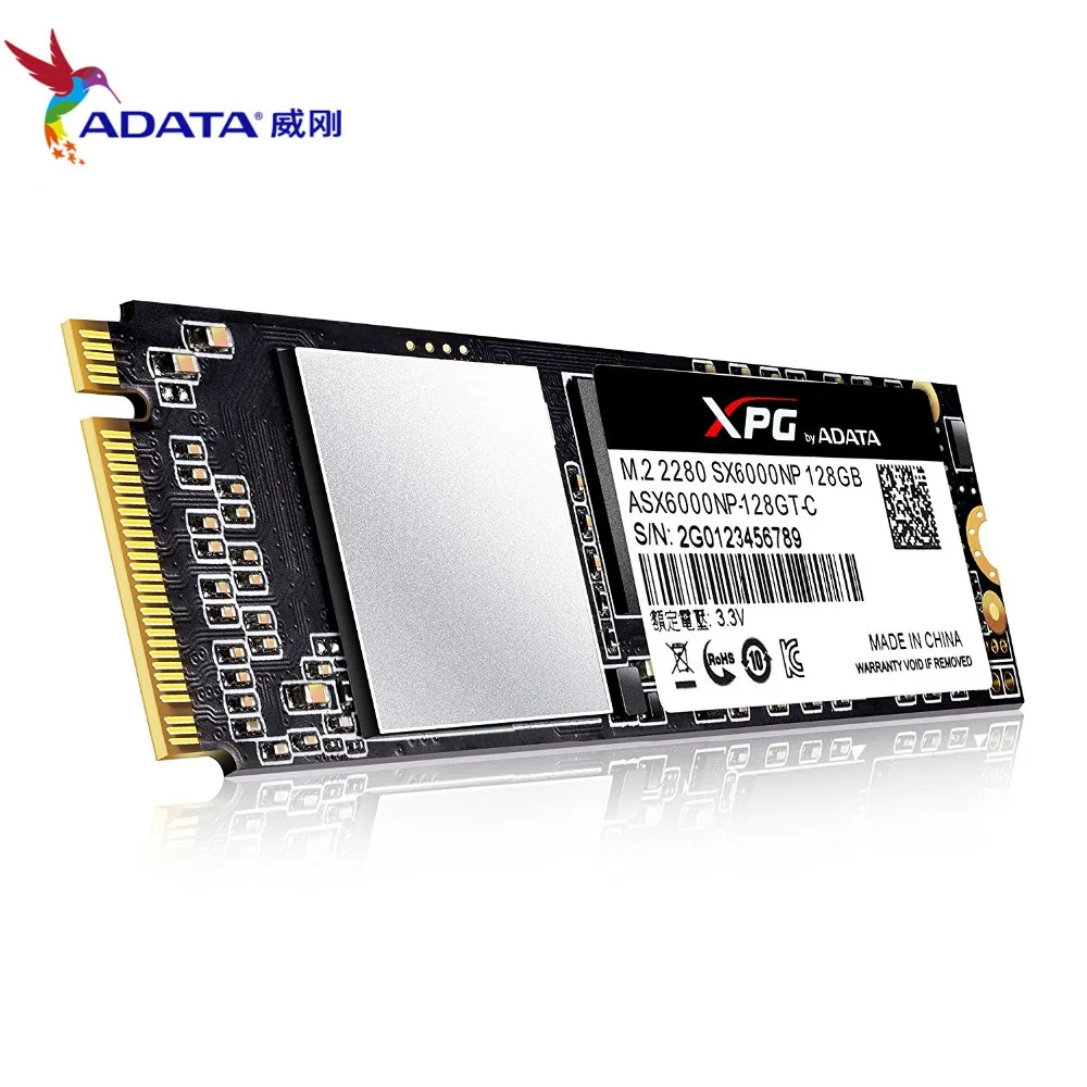 ADATA XPG SX6000 PCIe 128GB 3D NAND Gen3x2 M.2 2280 NVMe 1 2 R/W до 1000/800 MB/S Твердотельный накопитель (ASX6000NP 128GT
