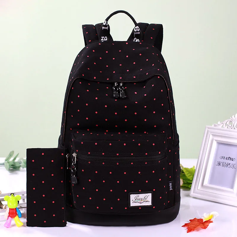 Классический Dot печати холст рюкзак Для женщин школьный Путешествия Рюкзаки для