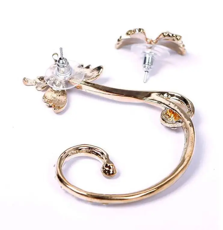 1 пара стразы серьги-каффы Для Пирсинга Ушей в виде бабочки для женщин модные