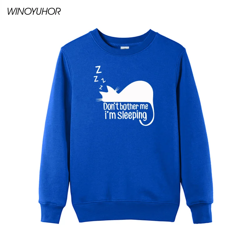 

Don't Bother Me I Am Sleeping Hoodies Women Funny Cat Printed Sweatshirts Ladies Long Sleeve Tops Female Pullovers