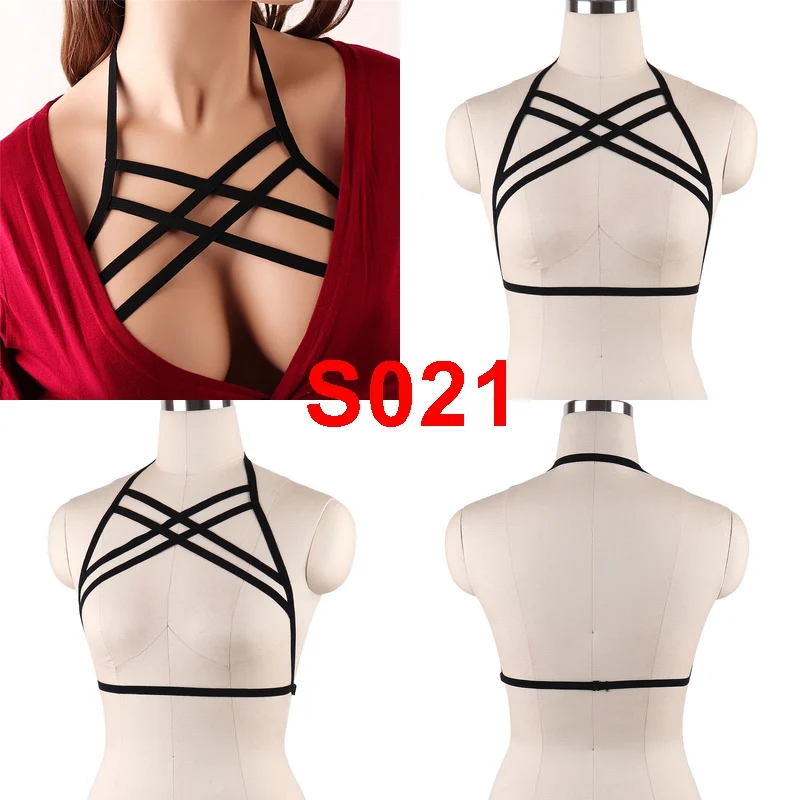 Средства ухода за кожей жгут клетка Бюстгальтер Strappy Растениеводство Топы корректирующие выдалбливают нагрудный ремень пикантные черные - Цвет: S0021