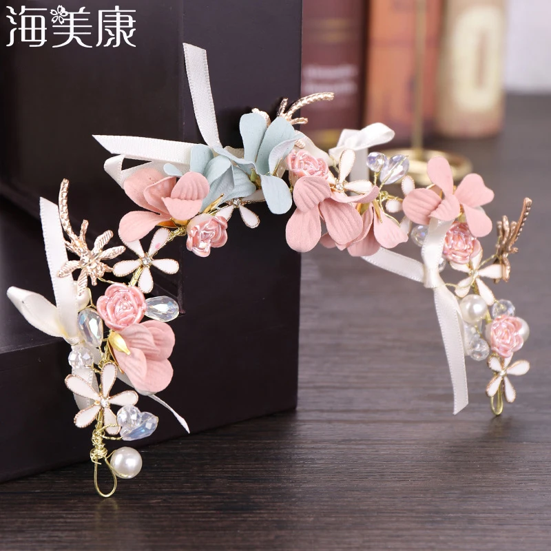 

Haimeikang Wedding Headband Head Crowns Party Wedding Hair Accessories Flowers For Women Bridal Crown Bride Tiara Romantic