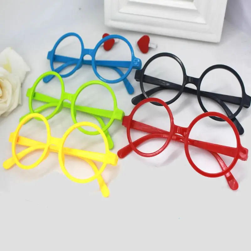 Милые детские круглые очки в стиле ретро без линз яркие цвета пластиковые для